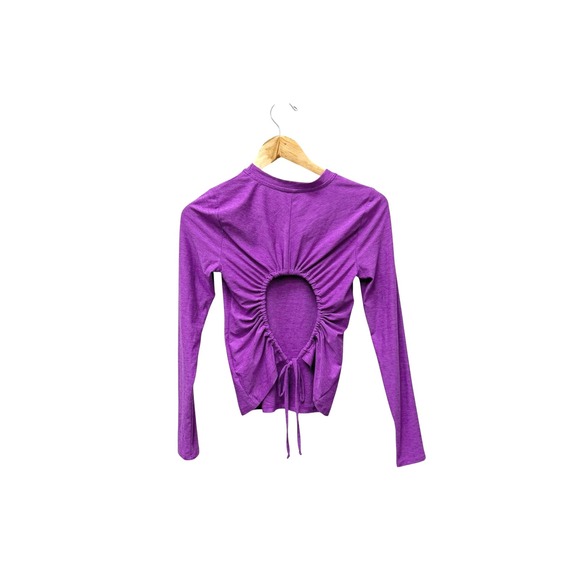 Beyond Yoga Long Sleeve Top XS Purple Space Dye Back Cutout Athleisure - Picture 8 of 9